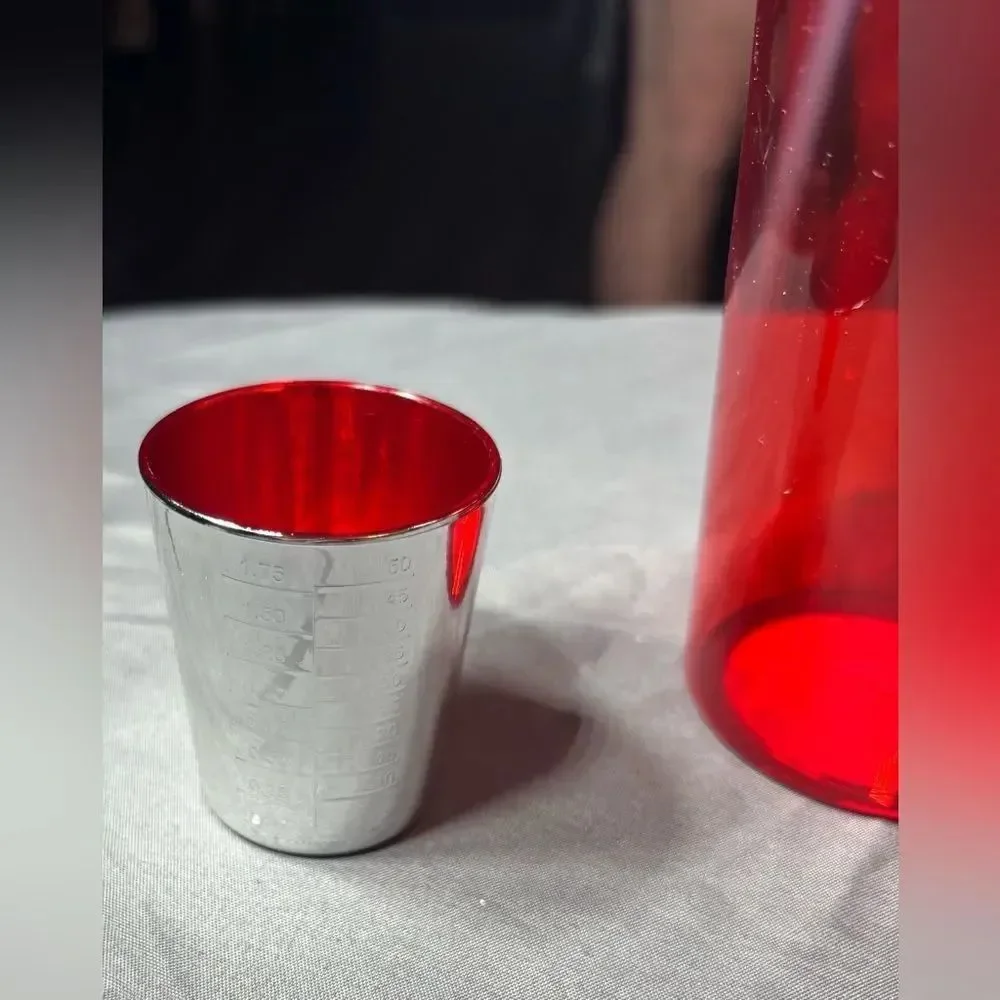 New Red Cocktail Shaker with Silver Lid - Home Kitchen Bar Mixer